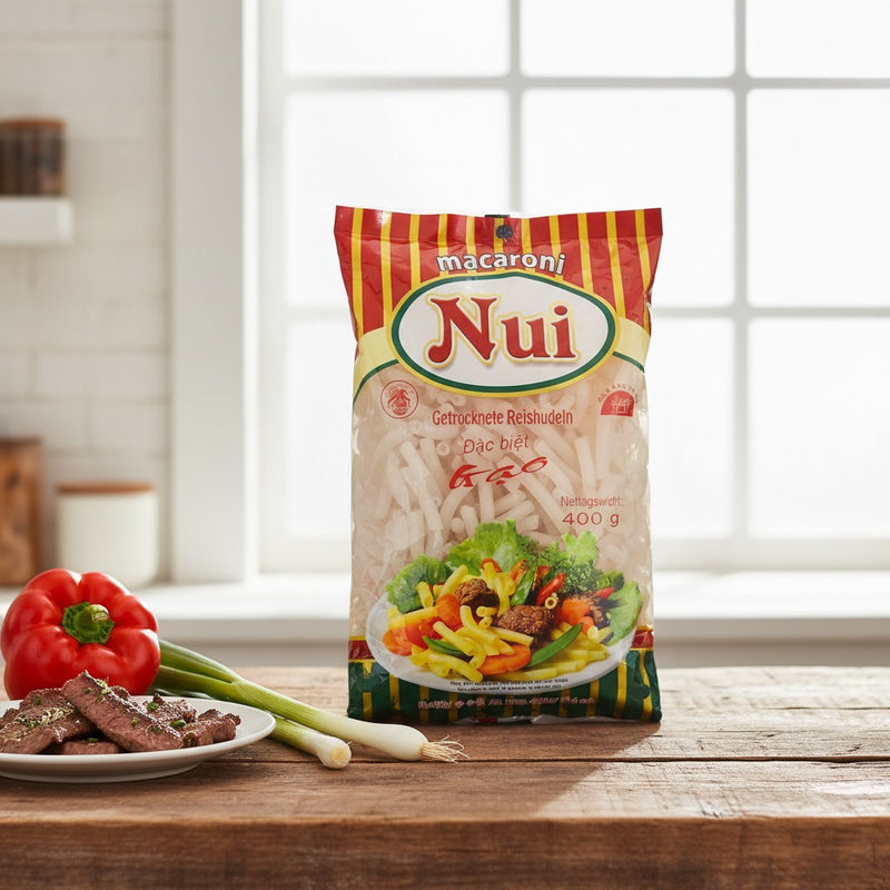Getrocknete Reisnudeln -Nui Macaroni 400g (Mì nui)