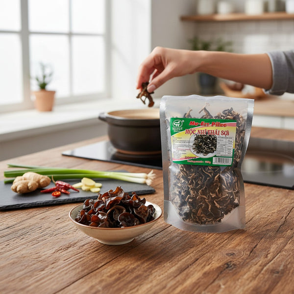Geschnittene Mu-Err Pilze Asia 100g (Mộc nhĩ thái sợi)