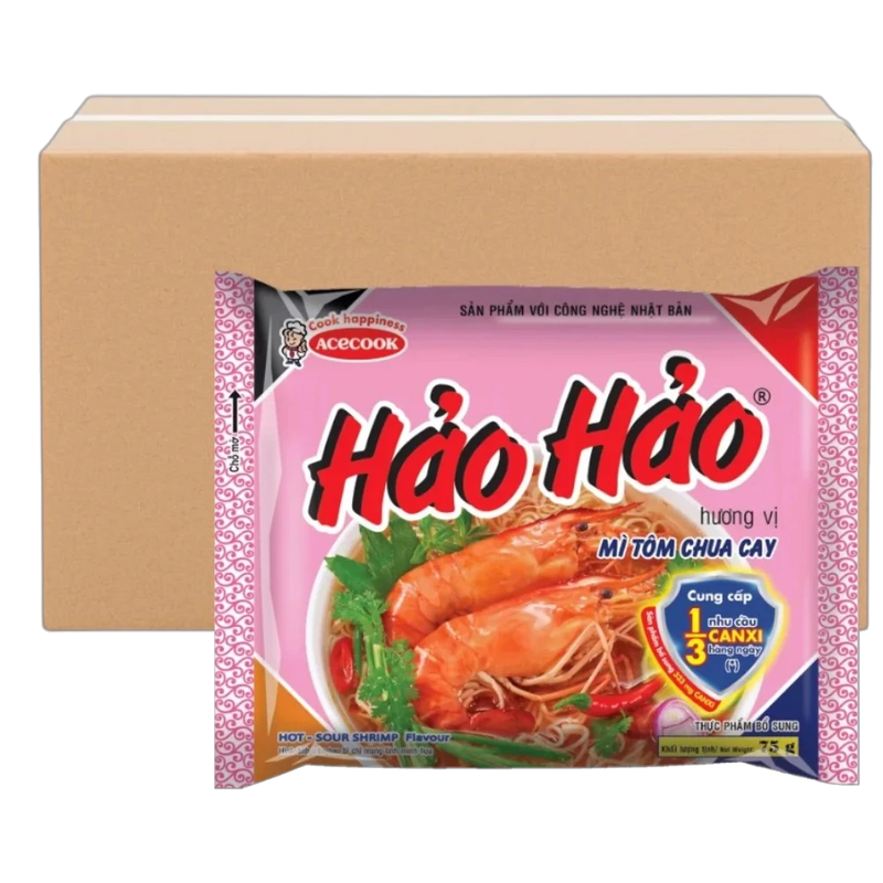 HaoHao Instant-Nudeln Scharf-sauer Garnele 30x77g -1 Karton