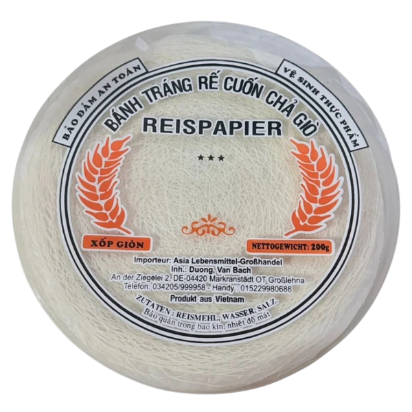 Reispapier für knusprige Frühlingsrollen (Netz-Reispapier) 200g