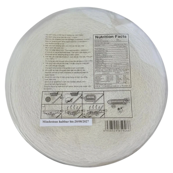Reispapier für knusprige Frühlingsrollen (Netz-Reispapier) 200g